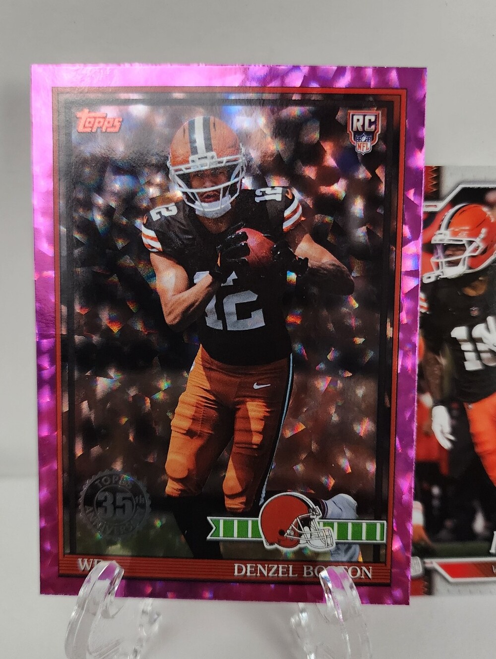 2026 Flagship Topps Denzel Boston Rookie Football Card Pink Crackle Foil RC 91TR